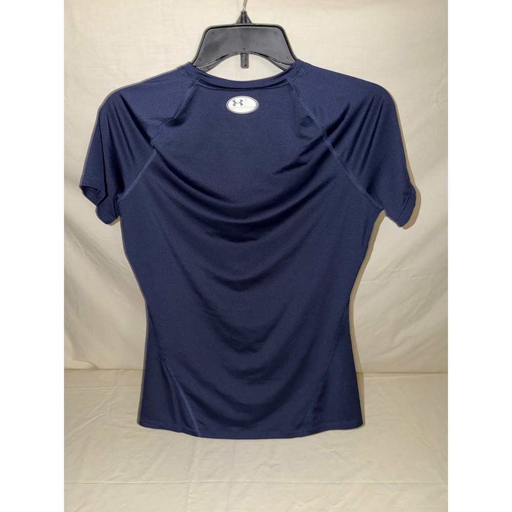 Under Armour HeatGear Compression Shirt Womens Medium Navy Blue Short Sleeve Tee - Picture 2 of 3